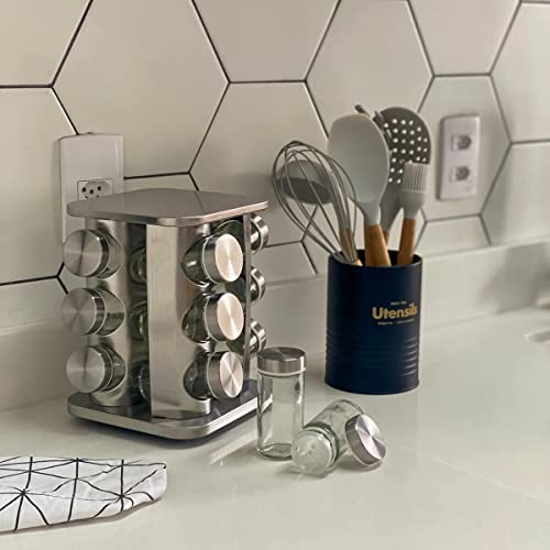 Porta Tempero Mantimentos Giratório Inox 12 Potes