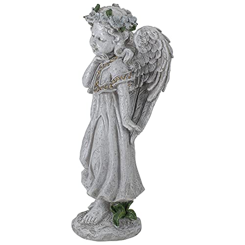 Northlight 10" Standing Angel With Floral Crown Outdoor Garden Statue #TOP4