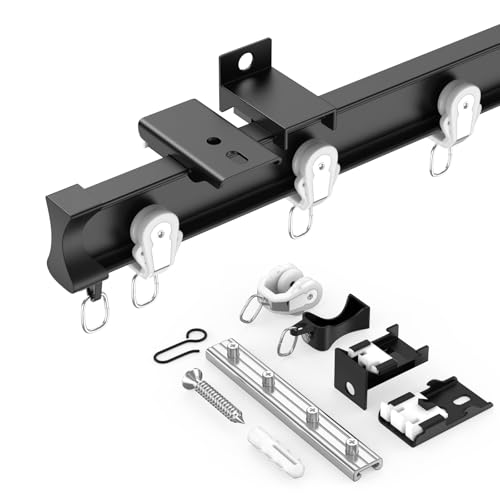 YLNANMI Flexible Bendable Aluminum Curtain Track Ceiling or Wall Mount (128inches /10.6FT)-Curtain Track for Curtains,Heavy-Duty Curtains Track,Black