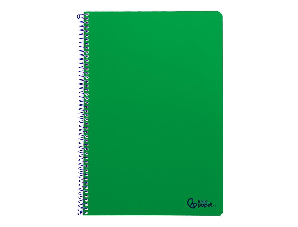 Liderpapel Notizbuch mit Spiralbindung, A4, weicher Einband, 80 h, 75 g, kariert 4 mm, mit Rand grün