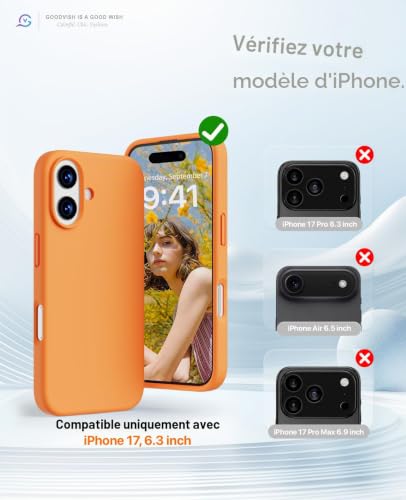 Coque iPhone 17 Silicone Liquide Haute Résistance Finition Orange Mate - 2