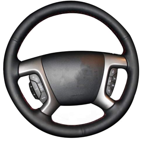 Loncky Genuine Leather Steering Wheel Cover for Chevrolet 2008-2013 Silverado 1500 /Silverado 2500 3500/2007-2014 Tahoe/2007-2014 Suburban 1500/2007-2013 Avalanche 1500/2009-2015 Traverse/Express
