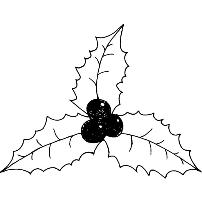 'Sprig of Holly' Rubber Stamp - Unmounted Design for Crafting & Scrapbooking, A8 (RS00045073)