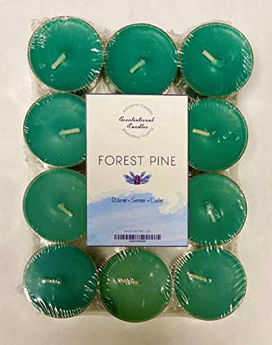 Scentsational Candles Tealight Candles - Beautiful Clear Cup - Perfect for Home, Spa, Weddings - Made in the USA - Highly Scented, Warm, Serene, Calm - 24 Pack (Fresh Pine)