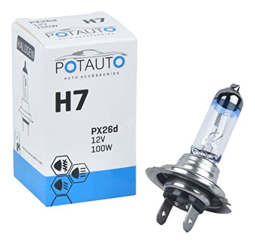 Image of Potauto H7 XTRA Head Light Halogen Bulb For Car, 12V 100W - PX26d | 3500K | Pack of 10