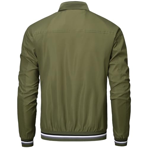 Image of PEGENO Men's Lightweight Jacket Spring Fall Thin Flight Bomber Jacket Sportwear Full Zip Windbreaker Casual Coat