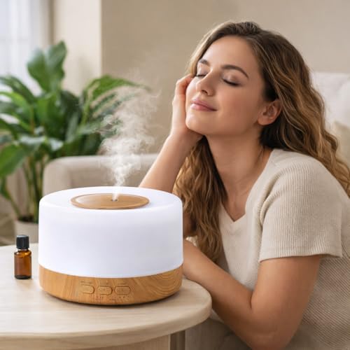 Image of PURE AROMA 700 ML Aroma Diffuser for Home, Office & Spa - Ultrasonic Cool Mist Humidifier with Remote Control, LED Light, Large Capacity Essential Oil Diffuser for Bedroom, Living Room & Yoga