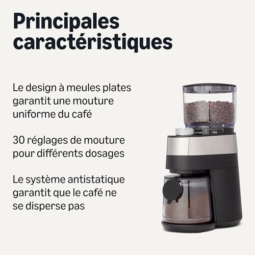 Moulin à café pour cafetière à piston et espresso Amazon Basics électrique noir