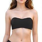 BDLLMDES Strapless Bras for Women Bandeau Bra Padded Bralette Non-Slip Wireless Bra with 2Straps Suitable for Strapless Dress Black