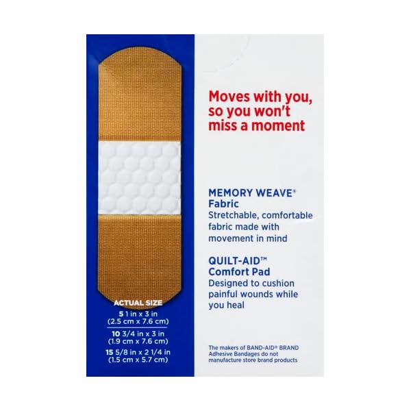 Band-Aid Brand Flexible Fabric Adhesive Bandages, Comfortable Sterile Protection & Wound Care for Minor Cuts & Burns, Quilt-Aid Technology to Cushion Painful Wounds, Assorted Sizes, 30 ct