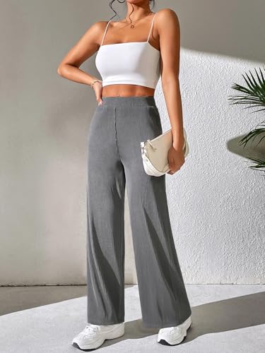 Image of Preneum Women High Waist Korean Wide Leg Trousers, Loose Fit Casual Lounge Pants, Travel, Office & Streetwear Comfortable Stylish Bottom Wear (Available Plus Size)