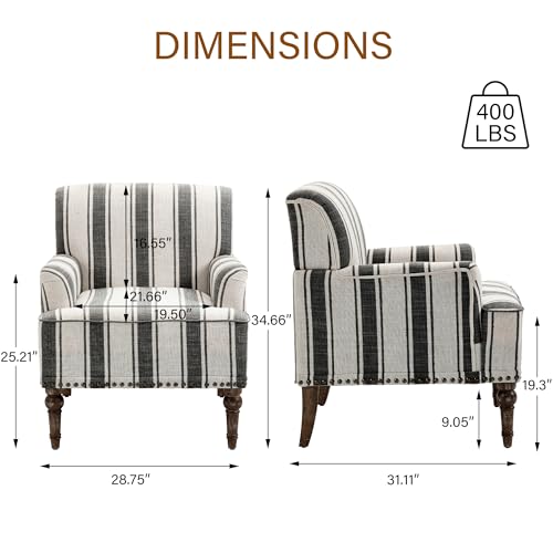 Accentchairmidcenturymoderncomfyarmchairforlivingroomlinenfabricsinglesofaloungeforreadingbedroomapartmentwaitingroomwithwoodlegsblackstripesetof2 Urban Country Home Decor Accent chair mid century modern comfy armchair for living room linen fabric single sofa lounge for reading bedroom apartment waiting room with wood legs black stripe set of 2 urban country home decor