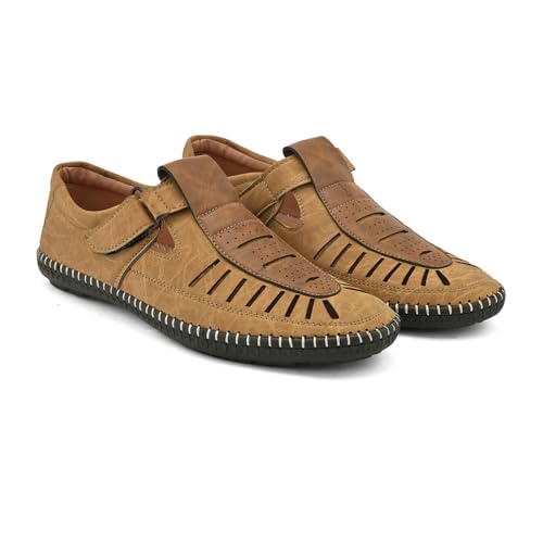 Image of Centrino Men's Fisherman Sandals | Sporty & Casual Summer Footwear | Adjustable Fit with soft cushion Padding | Closed-Toe Comfort & Durability (9284)
