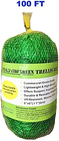 BlueFire Green Trellis Netting for Climbing Plants Commercial Grade Plastic Garden Trellis Net (6.5 ft x150 ft)