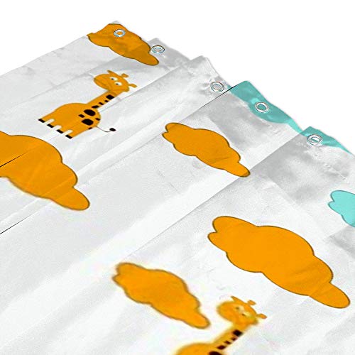 Rideau de douche girafe 150x180cm imperméable en polyester avec crochets pour salle de bain - 4