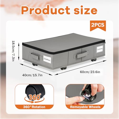 Caja de almacenamiento bajo cama con ruedas y tapa contenedor plegable de ropa 3