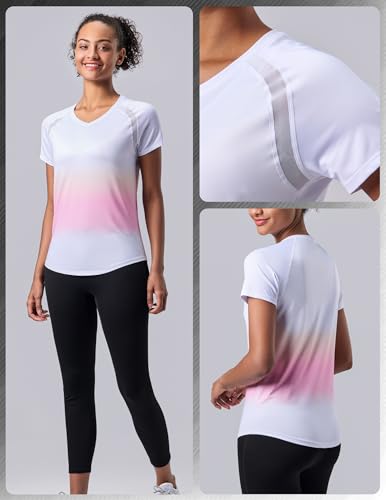 Image of 5 Pack Women's Quick Dry Short Sleeve T Shirts, Athletic Workout Tee Tops for Gym Yoga Running
