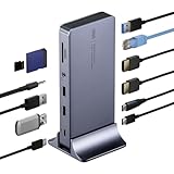 【20個セット】サンワダイレクト Type-C ドッキングステーション 2画面出力 4K HDMI 縦型スタンド付 LAN PD 100W イヤホンジャック SD microSD アルミ製 11in1 400-VGA025-20