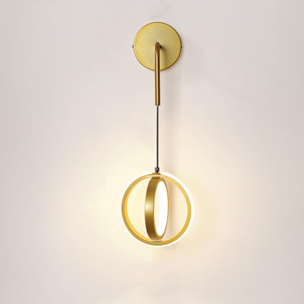 Wewnętrzna lampa ścienna LED, 20 W/2000 lm, nowoczesna lampa ścienna, złoty/czarny, 17 x 17 cm, wysokość 50 cm, sterowanie dotykowe, salon, jadalnia, sypialnia