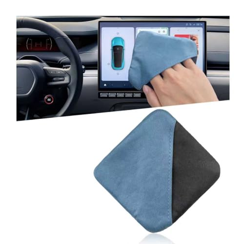 MUQIDA Car Screen Cleaner, Square Microfiber Cloth Non-Scratch Auto Touchscreen Cleaning Wipes, Foldable Touch Screen Pad Universal Cleaning Tool for Vehicle Dashboard Display (Blue & Gray)