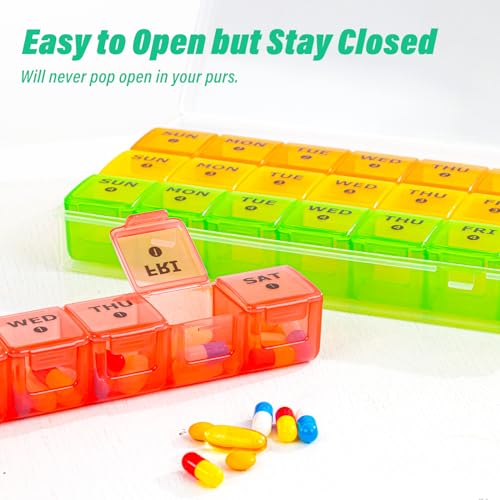 Image of Large Monthly Pill Organizer, XL 4 Weeks Pill Box,28 Day Pill Cases Organizerd by Week,Big Compartment Pill Container with Dust-Proof,for Pills /Vitamin /Fish Oil /Supplements,by Yaklim (ROYG)