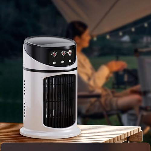 Climatizador Evaporativo | Ventilador Humidificador Con Luz | Dispositivo de Enfriamiento con Luz LED y 3 Velocidades para Dormitorio Infantil Oficina Camping Estudio - imagen 3