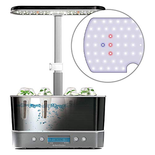 Image of AeroGarden Harvest Elite Indoor Garden Hydroponic System with LED Grow Light and Seed Kit, Holds up to 6 Pods, Platinum Stainless