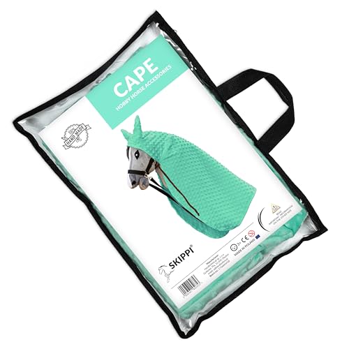 SKIPPI Umhang Cape für Steckenpferd Skippi - Mint, Hobby Horse Zubehör, Umhang mit Kaputze für Steckenpferd, für meisten Pferde A3 und A4