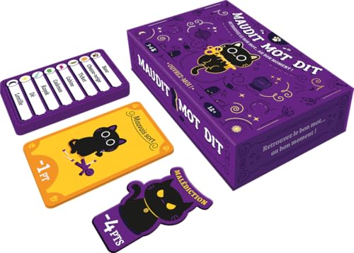 Asmodee - MAUDIT Mot Dit - Jeu d' Ambiance et Devinettes - Jeu de Société pour Adultes & Enfants dès 12 Ans - Rires Garantis en Soirées - 3 à 6 Joueurs - 30 Min - Version Française