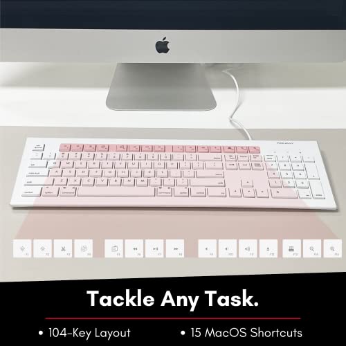 Macally USB C Keyboard | Mac Keyboard | Wired Keyboard (Plug and Play) Budget Compatible Apple Keyboard for MacBook Pro/Air, iMac, Mac Mini/Pro