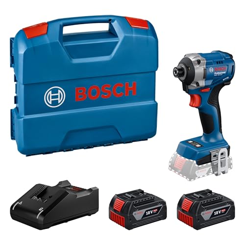 Bosch Professional 18V System Cordless Impact Driver GDR 18V-215 (incl. 2X GBA 5.0Ah GAL 18V-40 Charger 1 x Belt Clip L-Case)