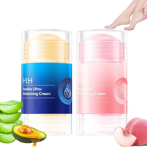Cracked Repair Cream 2Pcs Creme für Trockene Rissige Haut Vaseline und Pfirsich Cracked Heel Stick Rolling Use Moisturizing Stick für Trockene Rissige Füße Hände und Ellbogen (40gx 2)