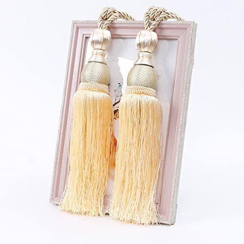 Alzapaños de cortina con borlas cuerda para cortinas decorativas amarillas pack de 2 OUdini 2