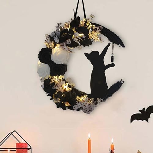 Couronne de lune chat pour porte d'entrée décoration murale gothique