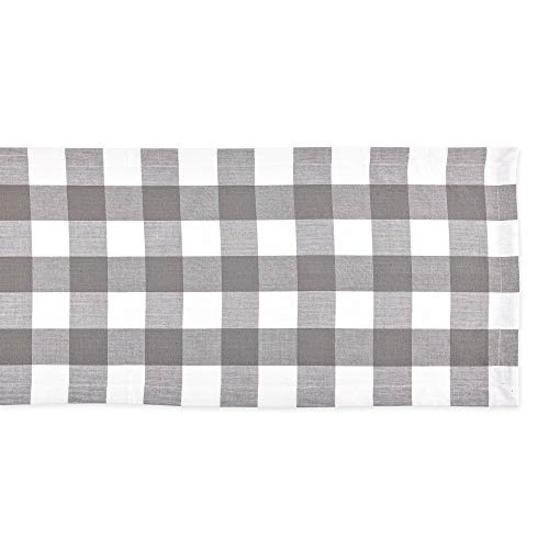 DII Buffalo Check Collection, Classic Farmhouse Table Runner, 14x72, Gray & White, 14" x 72" - Image 2