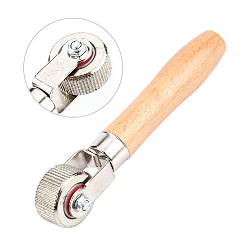 Image of KIMISS Tire Patch Repair Tool for Car Wheel with Wooden Handle and Ball Bearing Roller - Middle Puncture Stitcher for Easy Tire Repair and Maintenance