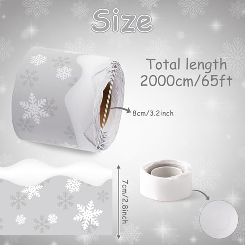 Image of BeYumi Winter Snowflake Border Trim - 65ft Winter Christmas Gray Snowflake Scalloped Rolled Border Trim Xmas Snowflakes Themed Bulletin Board Borders School Classroom Office Chalkboard Party Decor