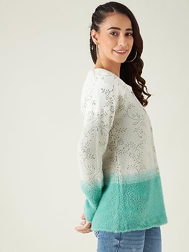 Image of Modeve Floral Print Round Neck Casual Women Sweater||Winterwear||