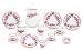 zamonji 17pcs Dollhouse Miniature Teapot Cup Dish Set - 1/12 Scales Pink Flower
