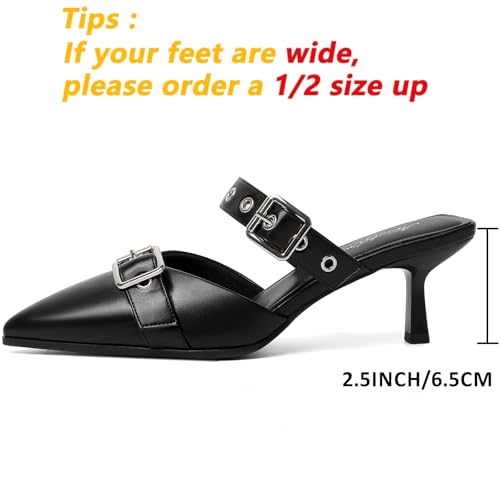 Image of Mostrin Kitten Heels for Women Pointed Closed Toe Heels Vintage Stiletto Dressy Pumps Shoes for Office Work Party