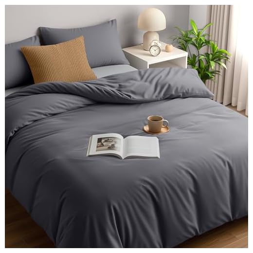 Utopia Bedding Bettwäsche Set - Mikrofaser Bettbezug 260x220 cm + 2 Kissenbezüge 50x75 cm - Grau 2 Utopia Bedding Bettwäsche Set - Mikrofaser Bettbezug 260x220 cm + 2 Kissenbezüge 50x75 cm - Grau