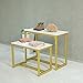 CIVANA Metal Shoe Handbag Retail Display Racks, Nesting Tables 2 Piece Set, Display Stand for Retail Stores, Iron and Wood, Gold