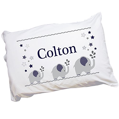 My Bambino Child's Personalized Elephant Navy Pillowcase