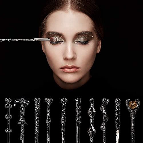 Apr.fairy Wizard Wand Potter Makeup Brushes Set With Gift Bag 10Pcs Metal Magic Eye Shadow Eyeliner Blending Pencil Lip Brush Beauty Tools #TOP1