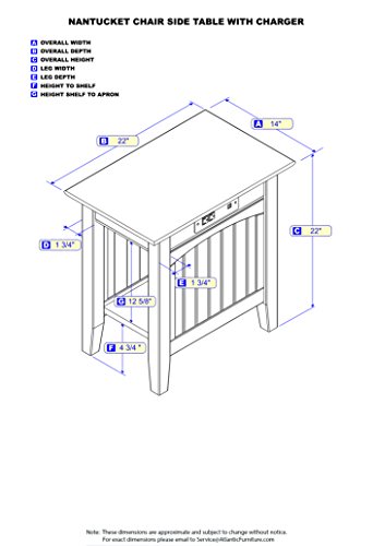 AFI Nantucket Chair Side Table with Built-in Charger in Driftwood - Image 4
