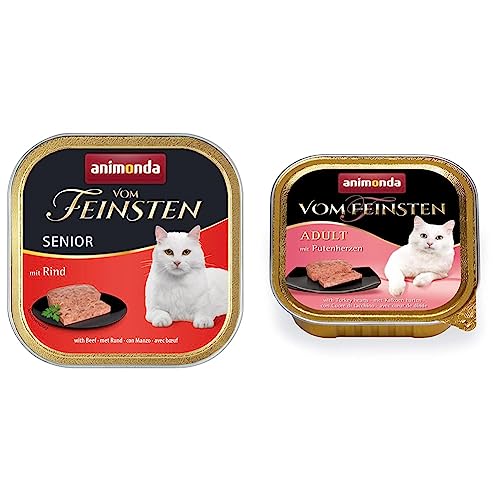 animonda Vom Feinsten Senior, Nassfutter für ältere Katzen ab 7 Jahren & Nassfutter Katze Adult - mit Putenherzen 32 x 100g - hochwertiges Premiere Katzenfutter Nass getreidefrei