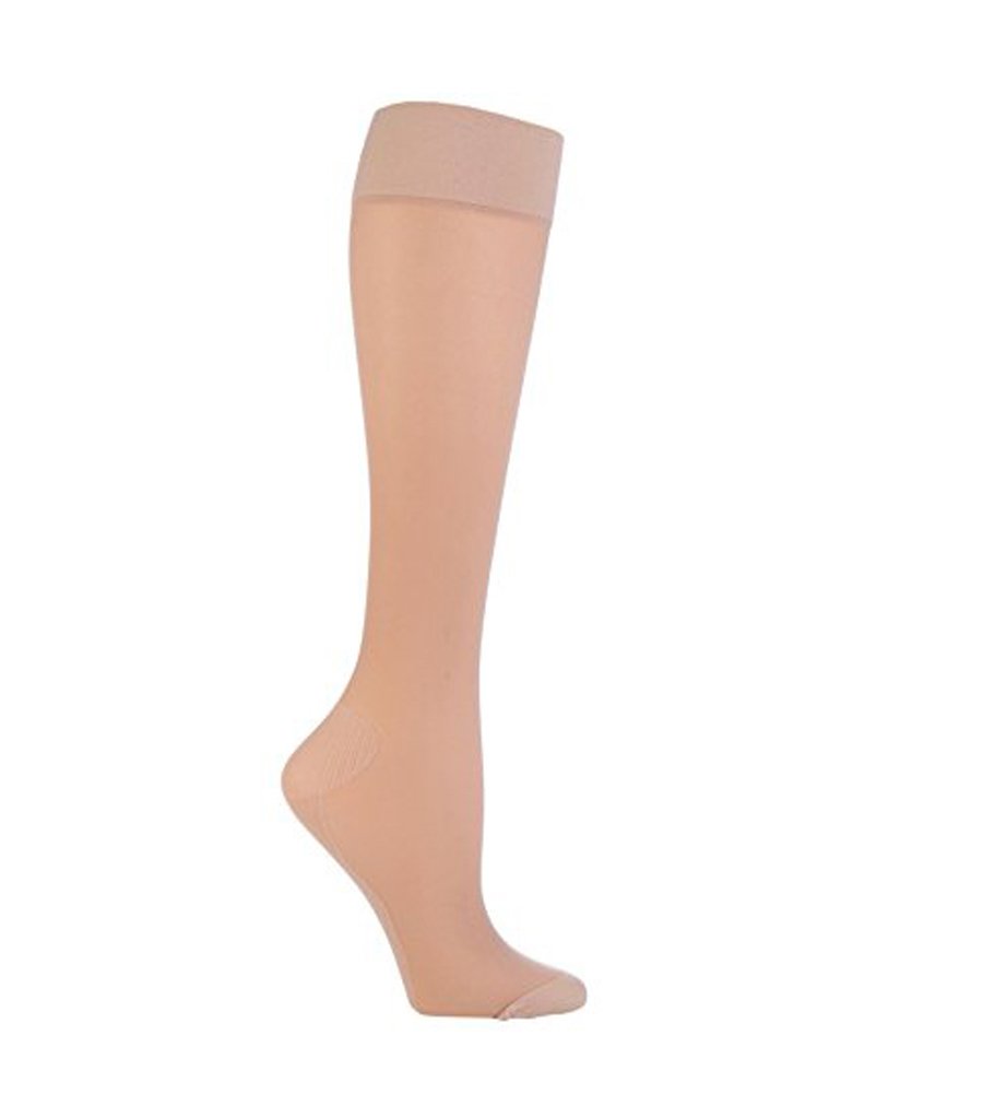 IOMI - Airplane Travel Graduated Compression Medical DVT Flight Socks for Womens, Beige, 5-8 US