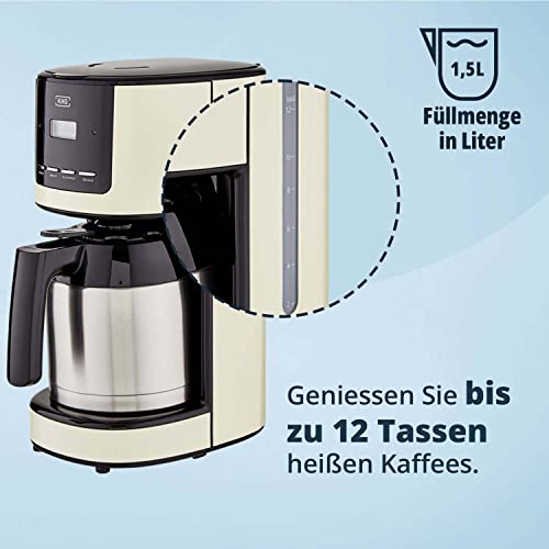 KHG Kaffeemaschine TKA-182 (CE) aus Metall/Kunststoff in creme/schwarz/silber, Kapazität für 12 Tassen, mit Edelstahl… – Bild 6