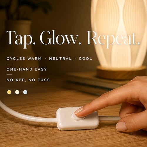 Image of Small Bedside Lamp for Nightstand, 3D Printed Mini Table Lamp, 3 Color Temperatures Warm to Cool White, Cozy Small Lamp for Bedroom Dorm Tight Spaces, Ash Wood Base, 8.8 Inch Tall - Flame