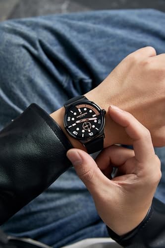 Image of Daniel Hechter Paris Auber Collection Analog Quartz Watch for Men with Round Gloss Dial, Small Seconds Sub-Dial & Silicone Strap
